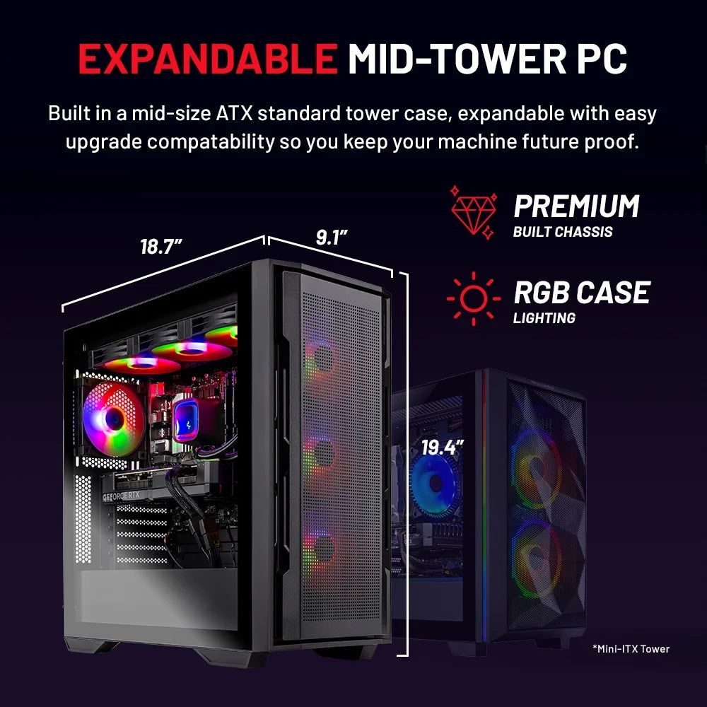 Skytech Rampage Gaming PC, Ryzen 7 7700X, NVIDIA RTX 4070, 2TB SSD, 16GB RAM, Windows 11 Home