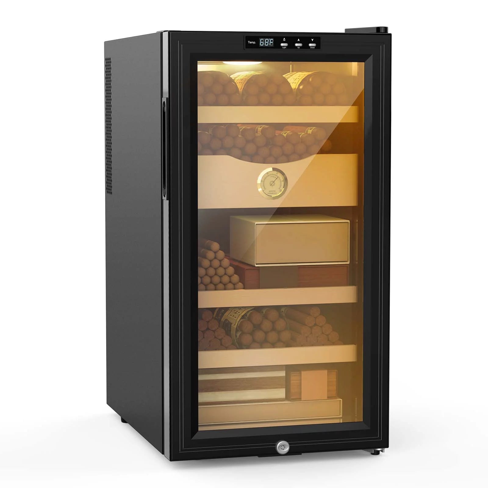 Rocita 16L Cigar Humidor, Electric Cigar Humidor Cabinet for 100 Counts with Digital Hygrometer, Spanish Cedar Lined Cigar Box, Great Gift for Father Friends Men