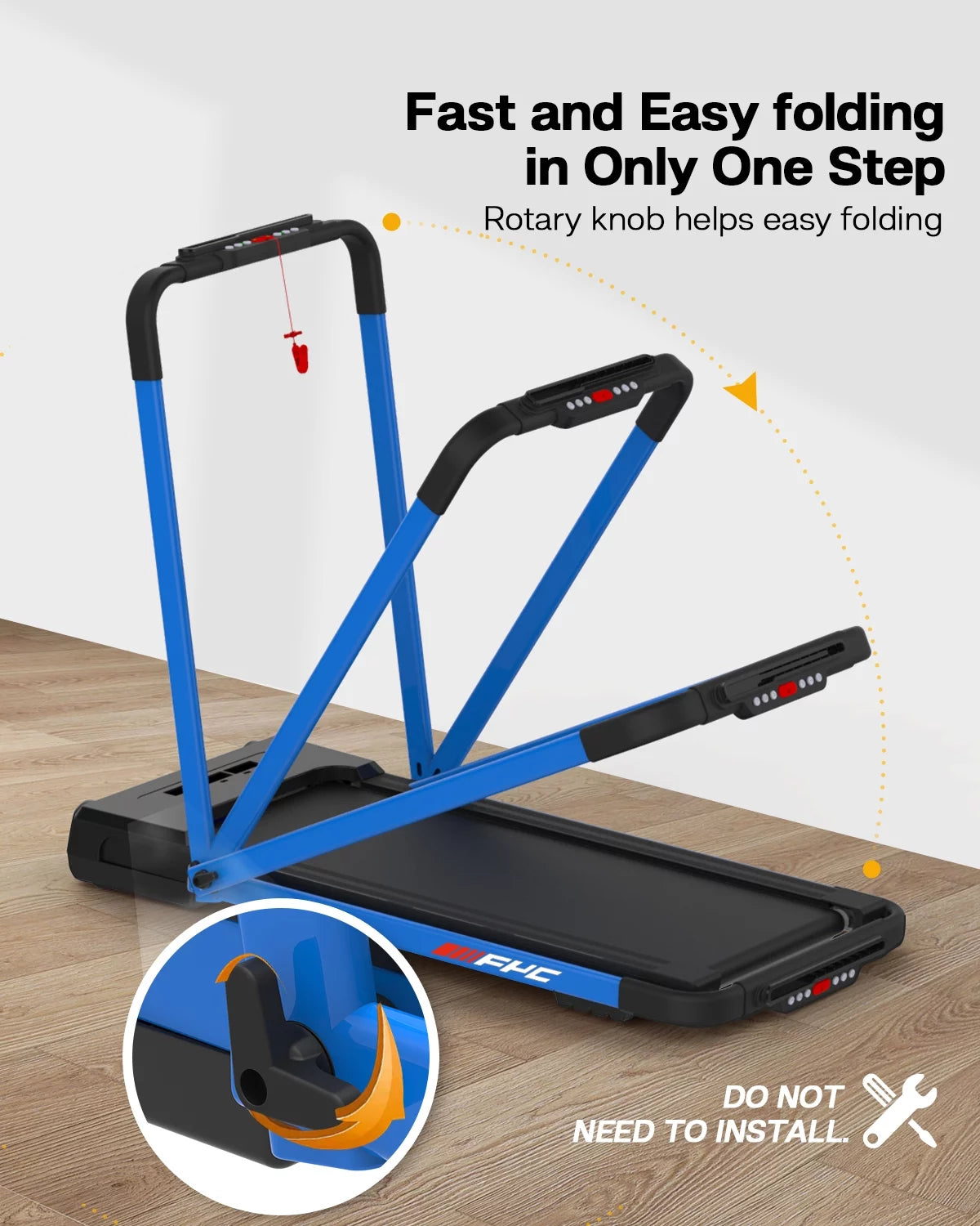FYC 3.5HP Under Desk Treadmill - 300LBS Weight Capacity, 2-in-1 Foldable Design, Remote Control & LED Display - Compact Electric Walking and Running Machine for Walking, Running, Jogging (White)
