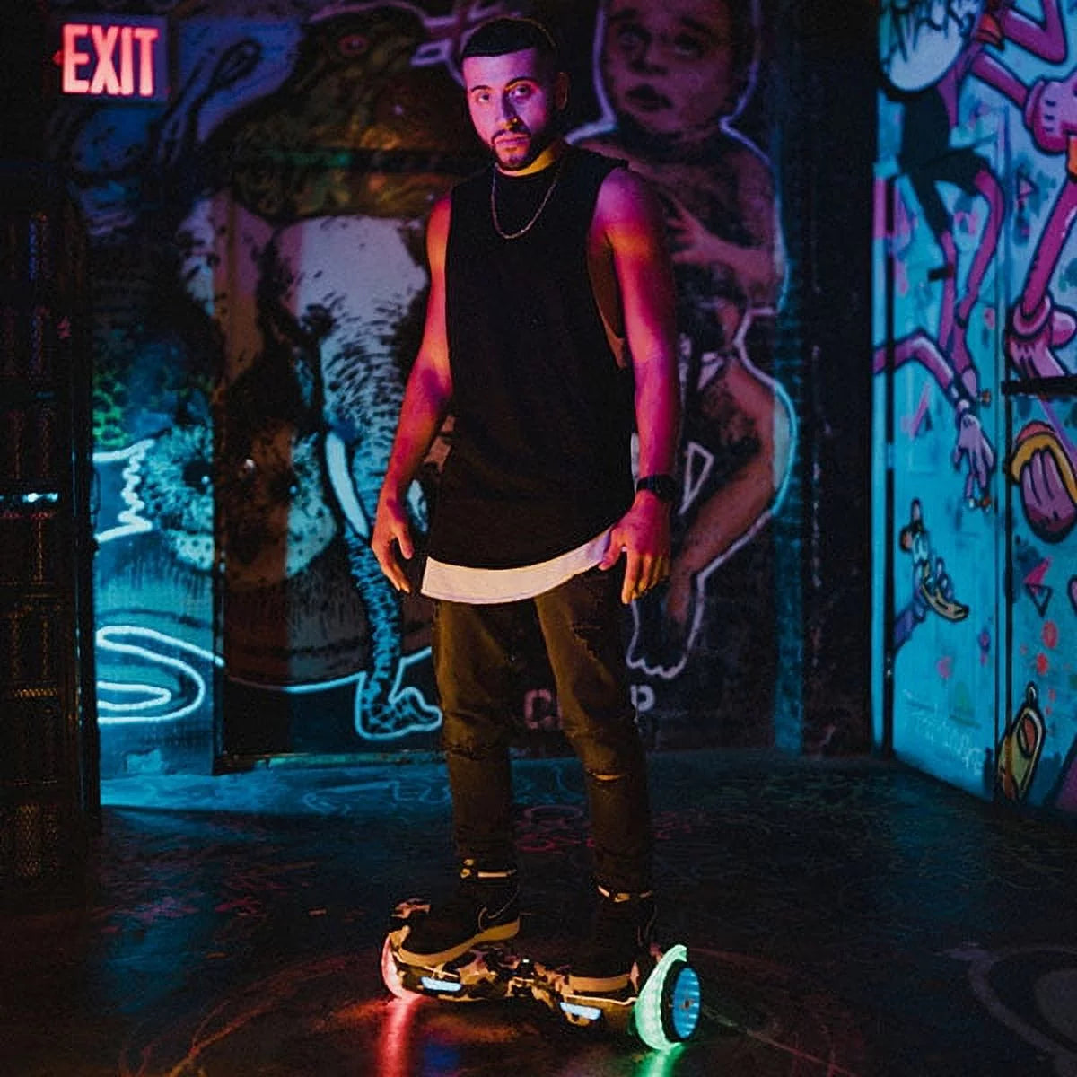 Hover-1 i-200 Hoverboard with Built-In Bluetooth Speaker, LED Headlights, LED Wheel lights, 7 MPH Max Speed - Blue