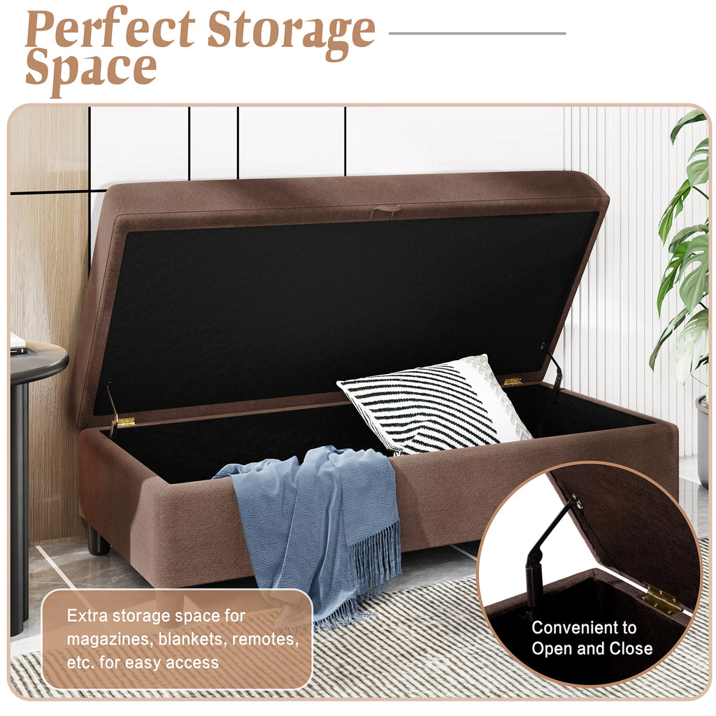 Walsunny Linen Fabric Convertible L-Shaped Sectional Sofa(Dark Gray)