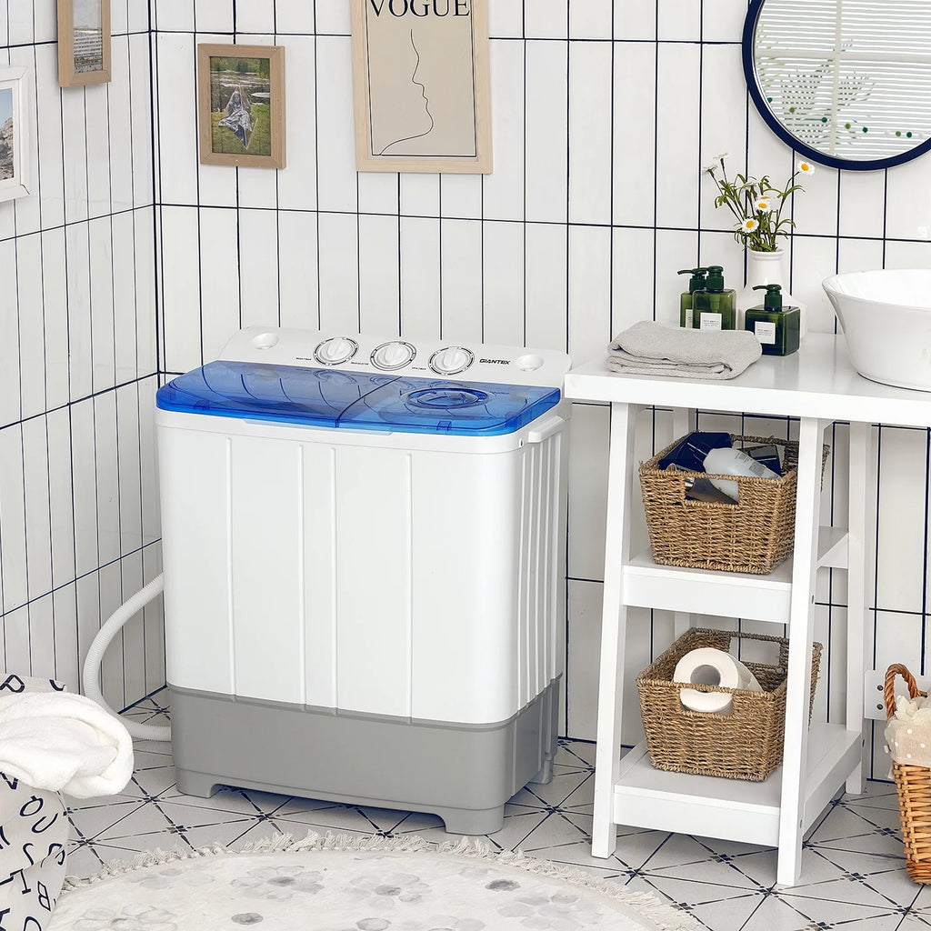 Giantex Portable Twin Tub Mini Washing Machine Washer 13.2lb&Spinner 8.8lb Blue