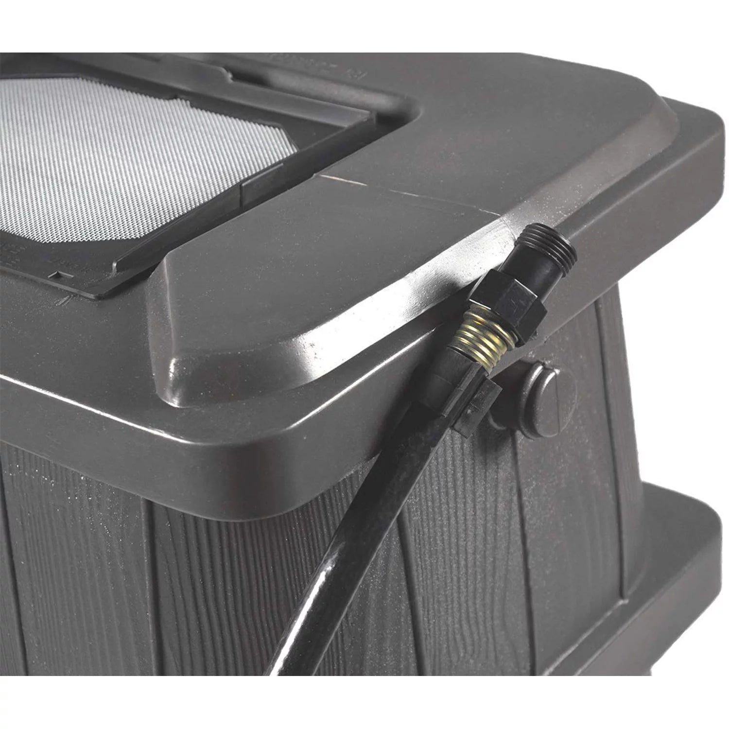 FCMP Outdoor 45 Gal Wood Grain Rain Water Catcher Barrel, Gray (2 Pack)