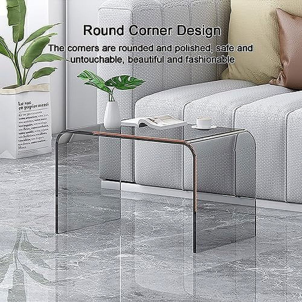 GEROBOOM C Shaped End Table Acrylic Sofa   Modern Design Clear Home Decor Display End Table for Living Room (Color   Brown  Size   30x30x55cm)