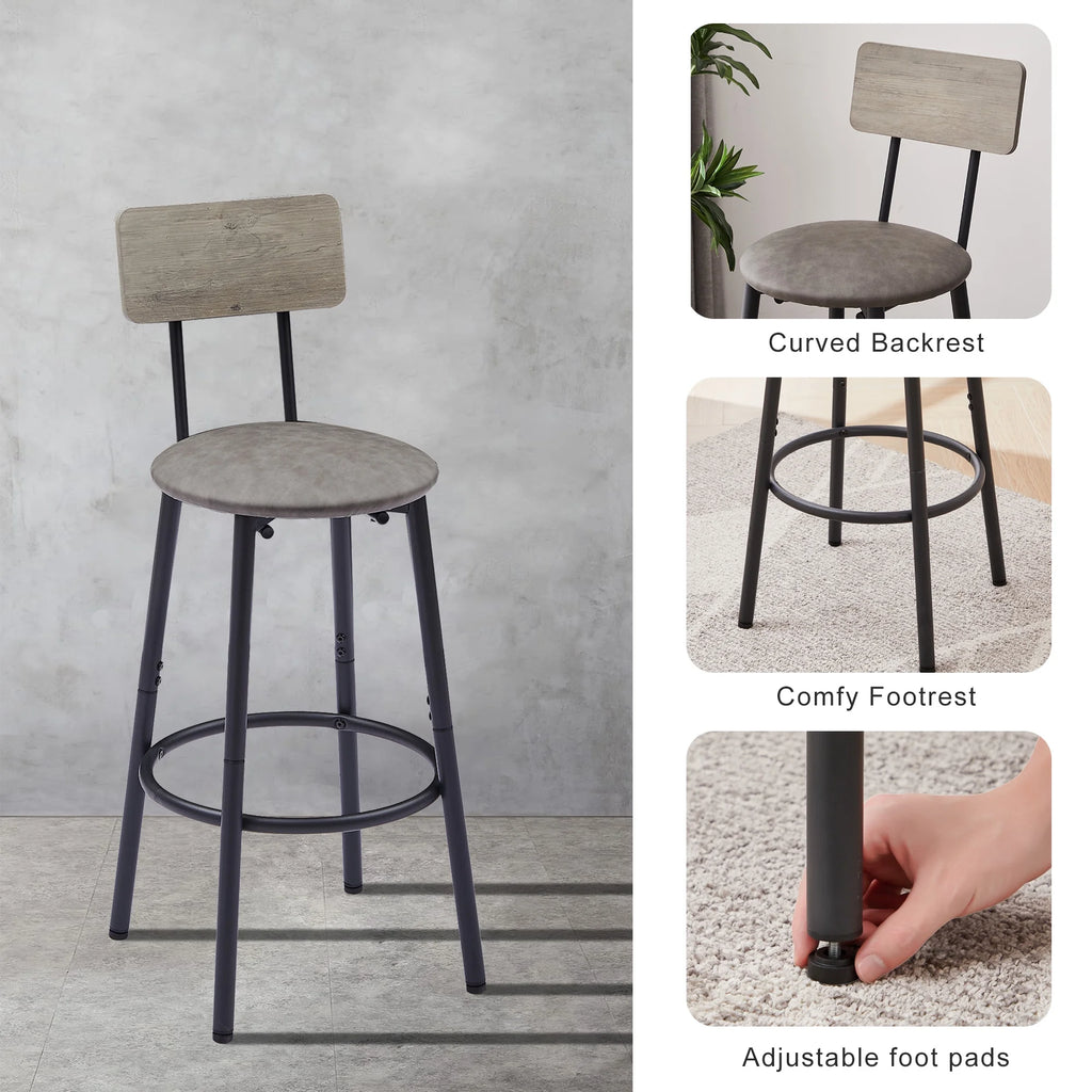 5 Piece Bar Table Set, Modern Counter Height Dining Set, Home Dining Table and Chairs Set for 4, Kitchen Breakfast Table Set with 4 Cushioned Stools, Bistro Pub Table Set, Rustic Brown