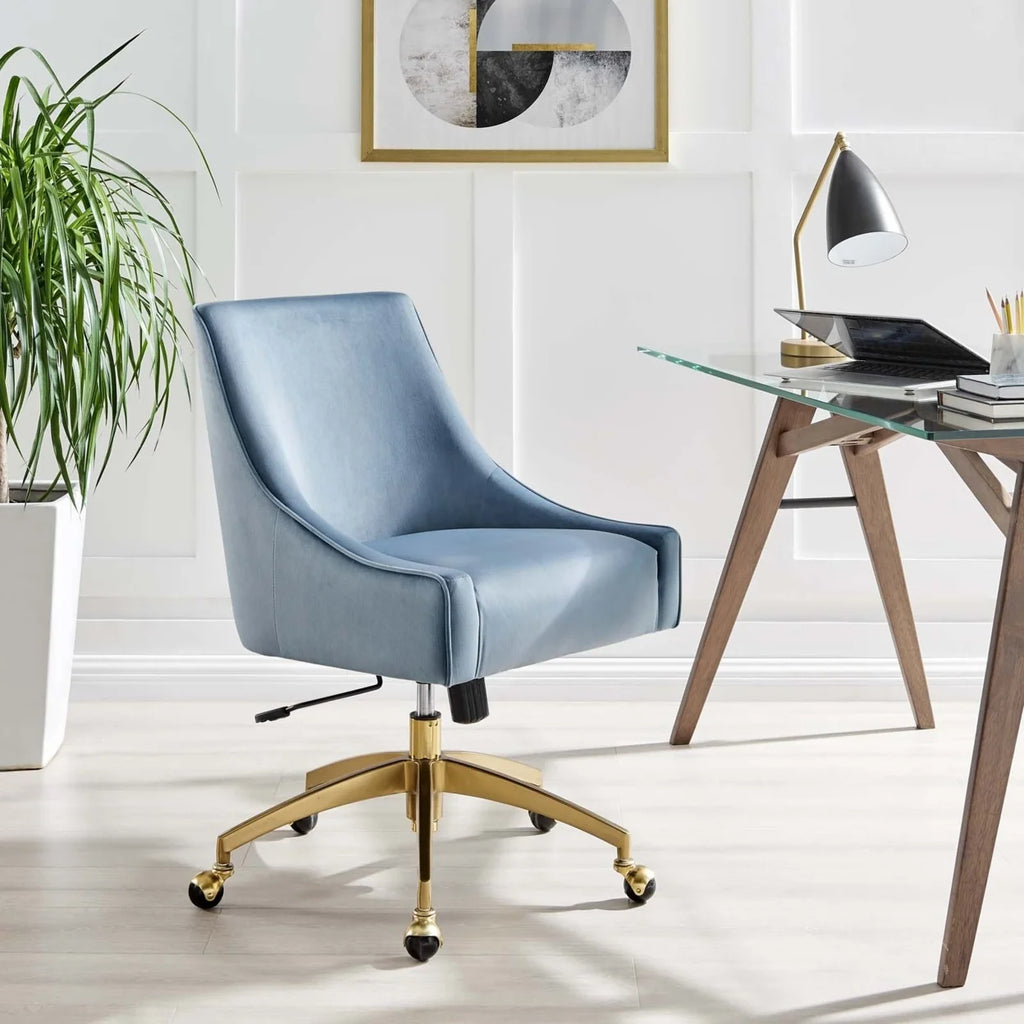 Discern Performance Velvet Office Chair Light Blue