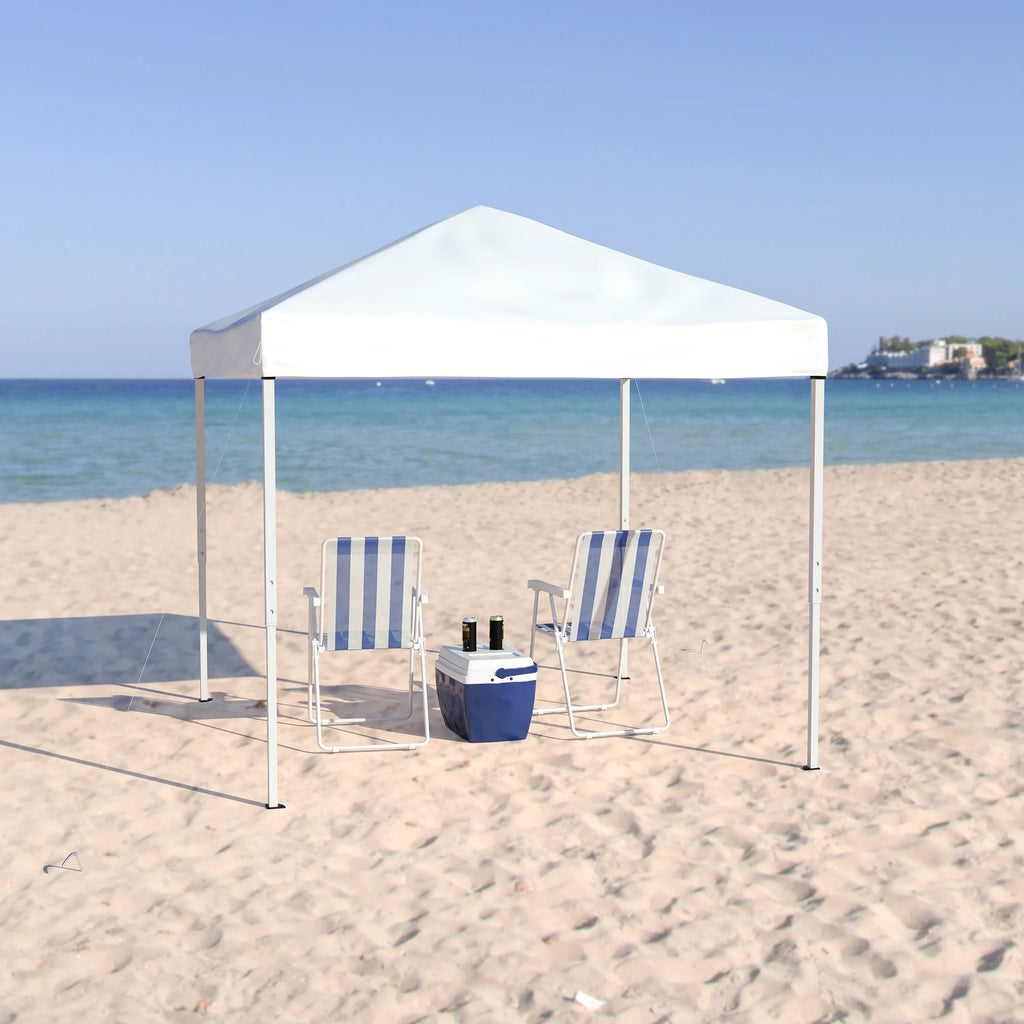 Lancaster Home 8'x8' Weather Resistant Easy Pop Up Slanted Leg Canopy Tent with Carry Bag - 8x8 White
