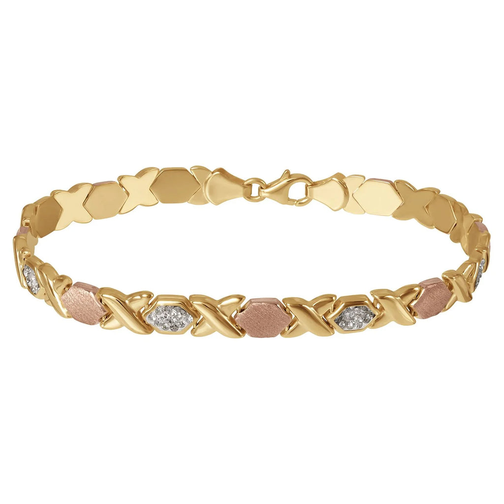 Brilliance Fine Jewelry Hugs and Kisses Gold over Sterling Silver Bracelet