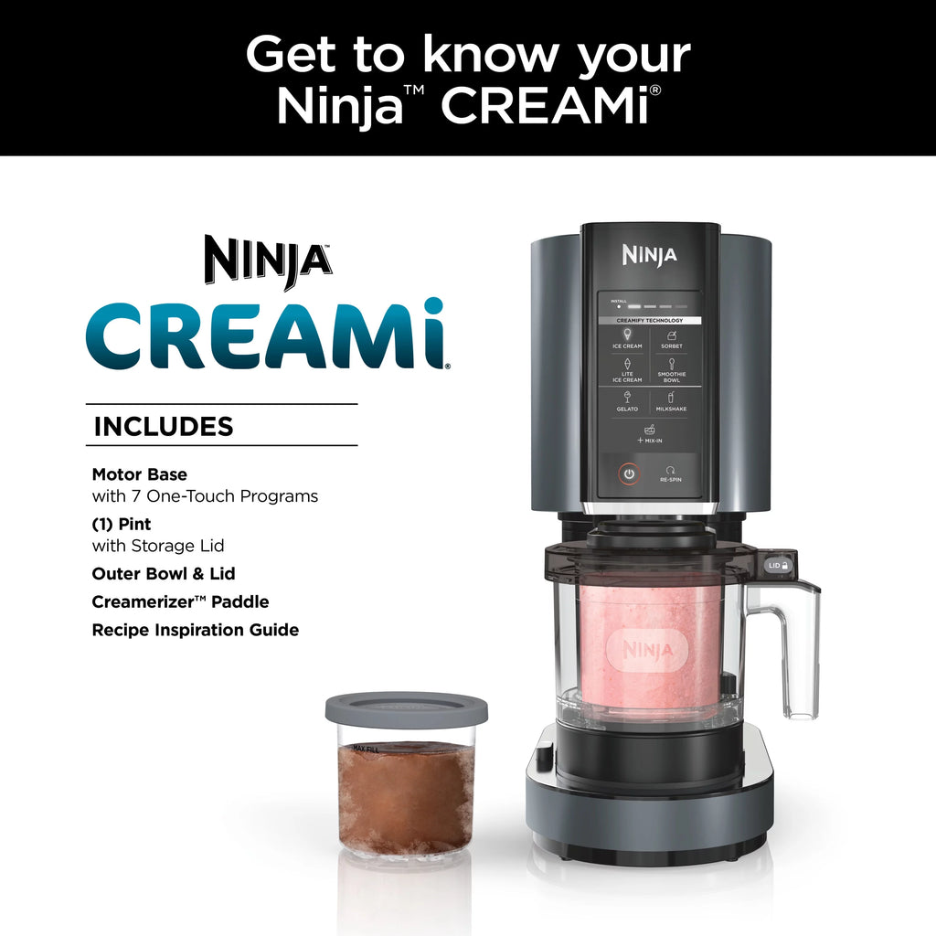 Ninja CREAMi Ice Cream Maker, for Gelato, Mix Ins, Milkshakes, Sorbet, Smoothie Bowls &amp; More, 7 One-Touch Programs, Silver, NC290WMBF