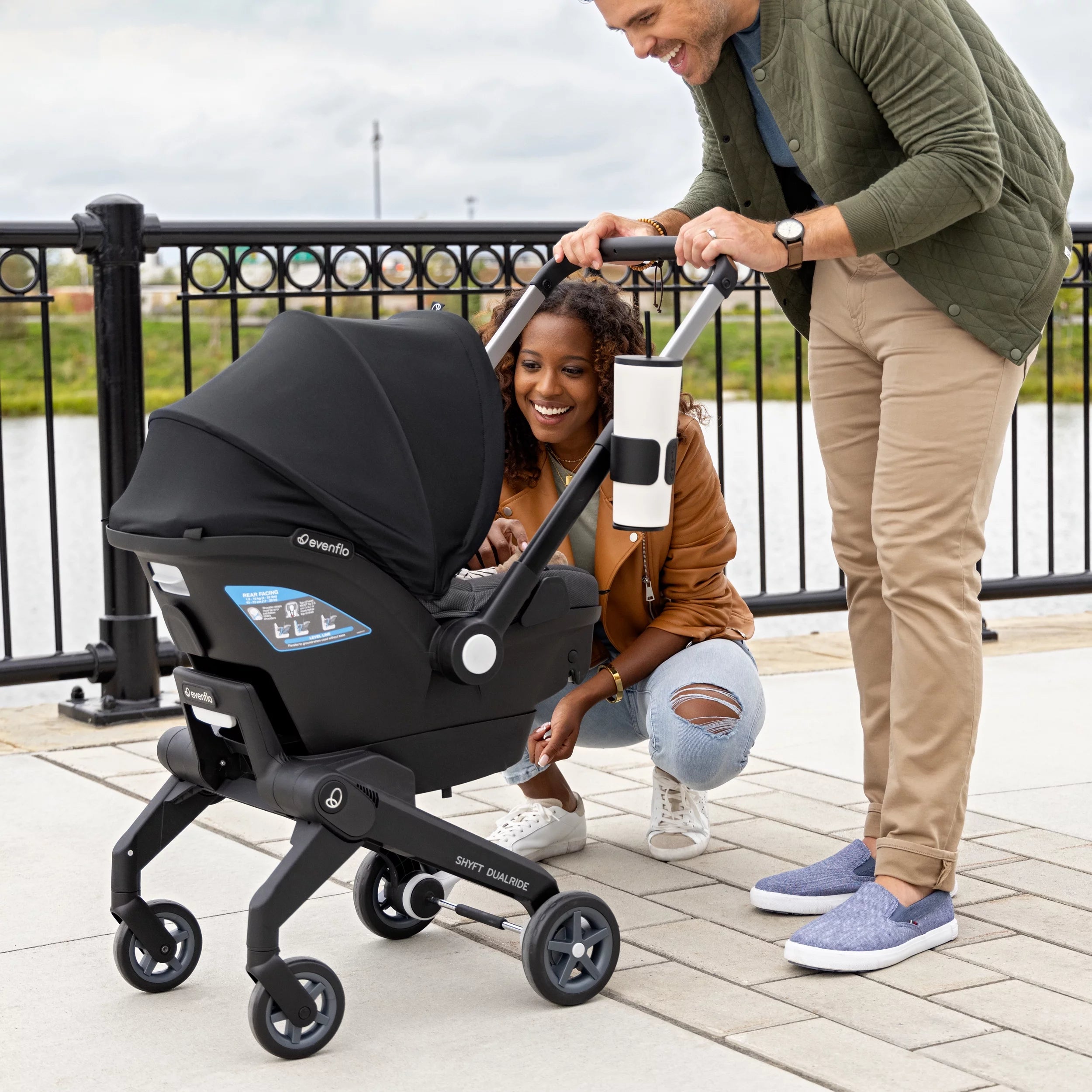 Shyft DualRide with Carryall Storage Infant Car Seat and Stroller Combo (Boone Gray)