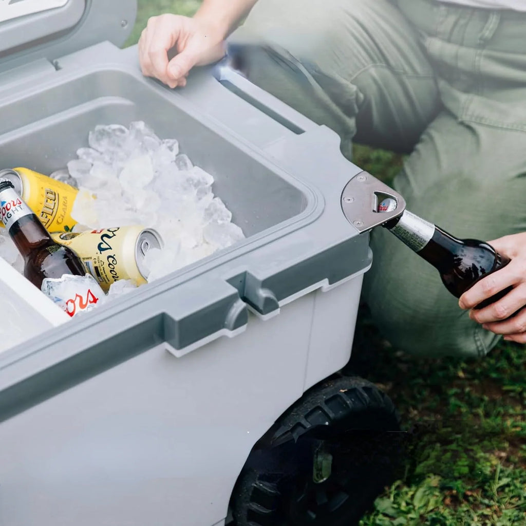 72 Quart Ultra-Light Wheeled Cooler Hard Insulated Portable Ice Chest Box for Beach, Drink, Beverage, Camping, Picnic, Fishing, Boat, Barbecue, 30% Lighter Than Rotomolded Coolers