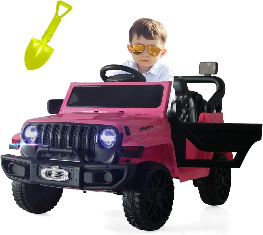 Powered Motorized Vehicles 12v Kid Ride On Electric Car Remote Control LED Lights,Suspension Wheels,Rubber EVA Tire,Music Pink-Ansley&HosHo