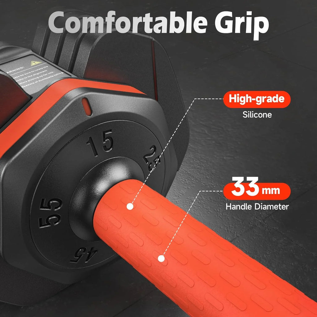 UPGO 55LB Adjustable Dumbbells Single,15LB to 55LB Hex Adjustable Dumbbells of 2 Anti-Slip Handle, Suitable for Home Gym Exercise Equipment