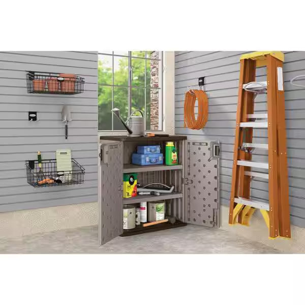 Resin Freestanding Garage Base Cabinet in Platinum (30 in. W x 36 in. H x 20 in. D)