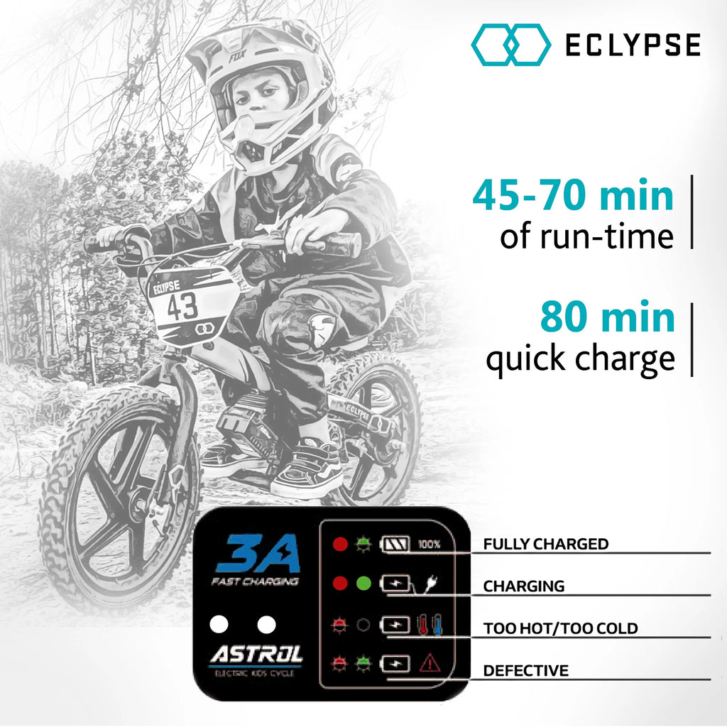 Eclypse Astra Electric Balance Dirt Bike, Lightweight Electric Bike for Kids Ages 4 to 8 Years, Great for Dirt Riding Off Road (Extra Battery)