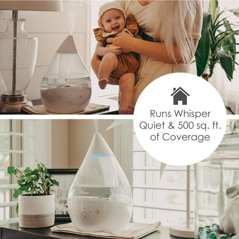 1 Gal. Top Fill Drop Cool Mist Humidifier with Sound Machine for Medium to Large Rooms up to 500 sq. ft. - Clear/White