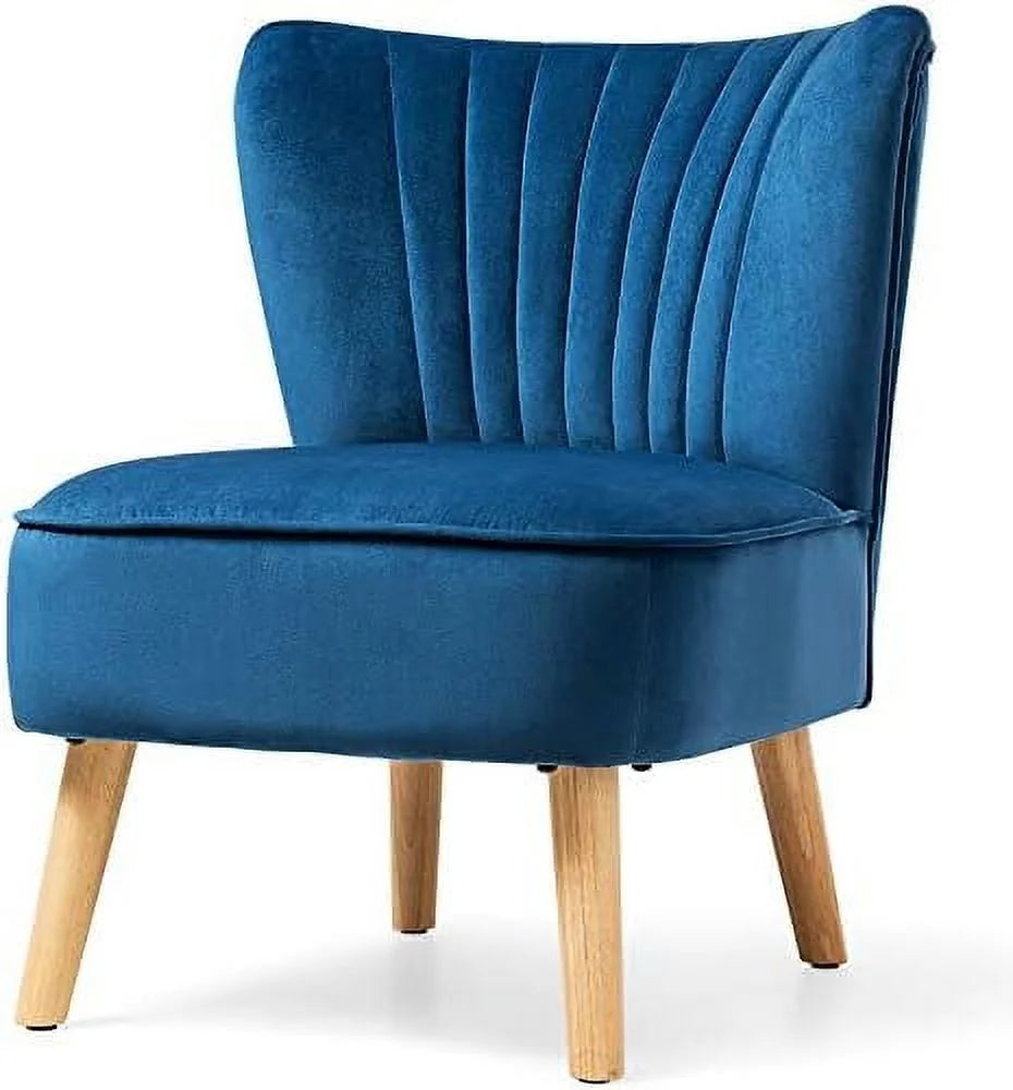 FDIGLUL Armless Accent Chair  Velvet Modern Chair with Rubber Wood Legs and Thick Sponge Seat  Upholstered Leisure Wingback Sofa Chair for Living Room for Bedroom Living Room (2  Turquois