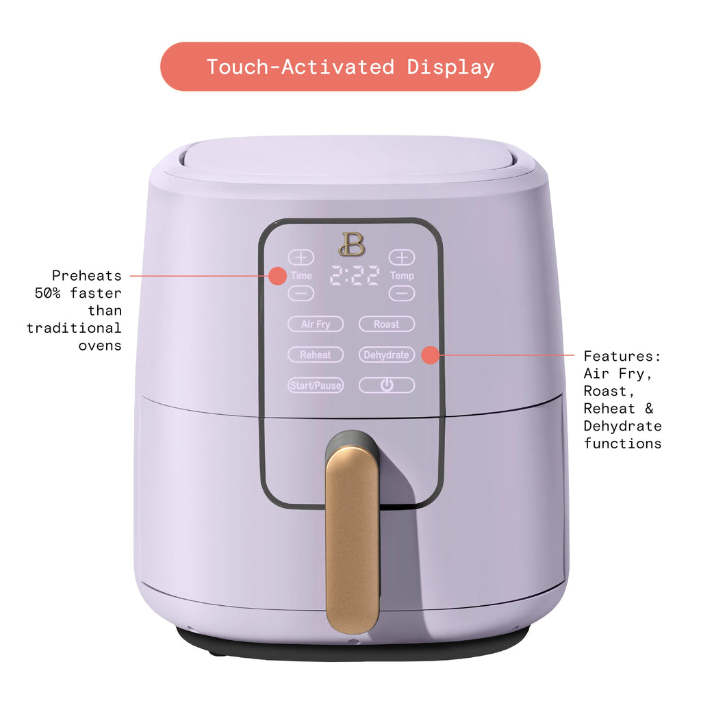 Beautiful 6 Qt Air Fryer with TurboCrisp Technology and Touch-Activated Display, Lavender by Drew Barrymore