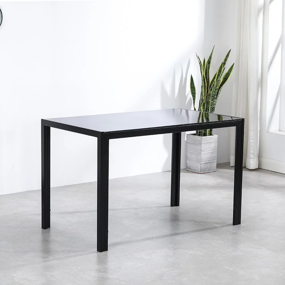 Ktaxon Modern Glass Dining Table For 4, Breakfast Rectangle for Small Kitchen Dining Room Black(Only Talbe)