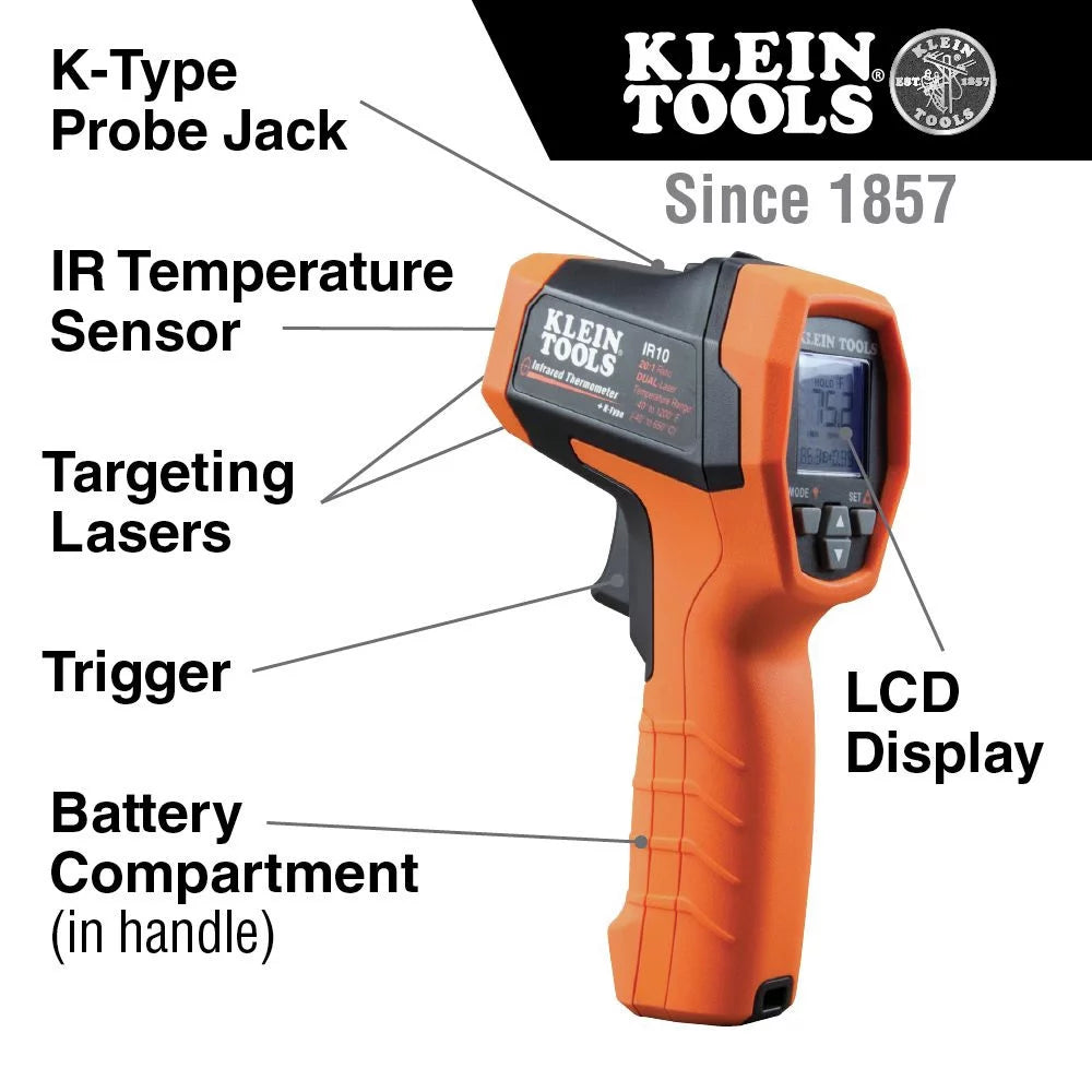 Klein Tools IR10 20:1 Dual-Laser Infrared Thermometer