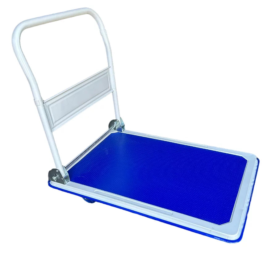 X Factor Foldable Platform Truck Push Cart Dolly with Swivel Wheels, Hand Truck Rolling Flatbed Cart 660 Lb Heavy Duty Weight Capacity, with Collapsible Push Handle Flat Bed Wagon (Blue)