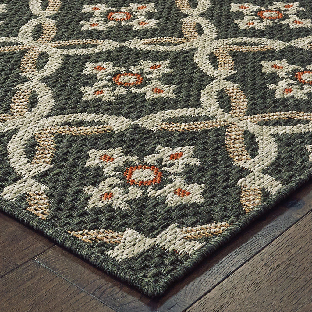 Style Haven  Laguna Floral Trellis Grey/ Orange Indoor-Outdoor Area Rug 9'10" x 12'10" 9' x 12' Bedroom, Patio