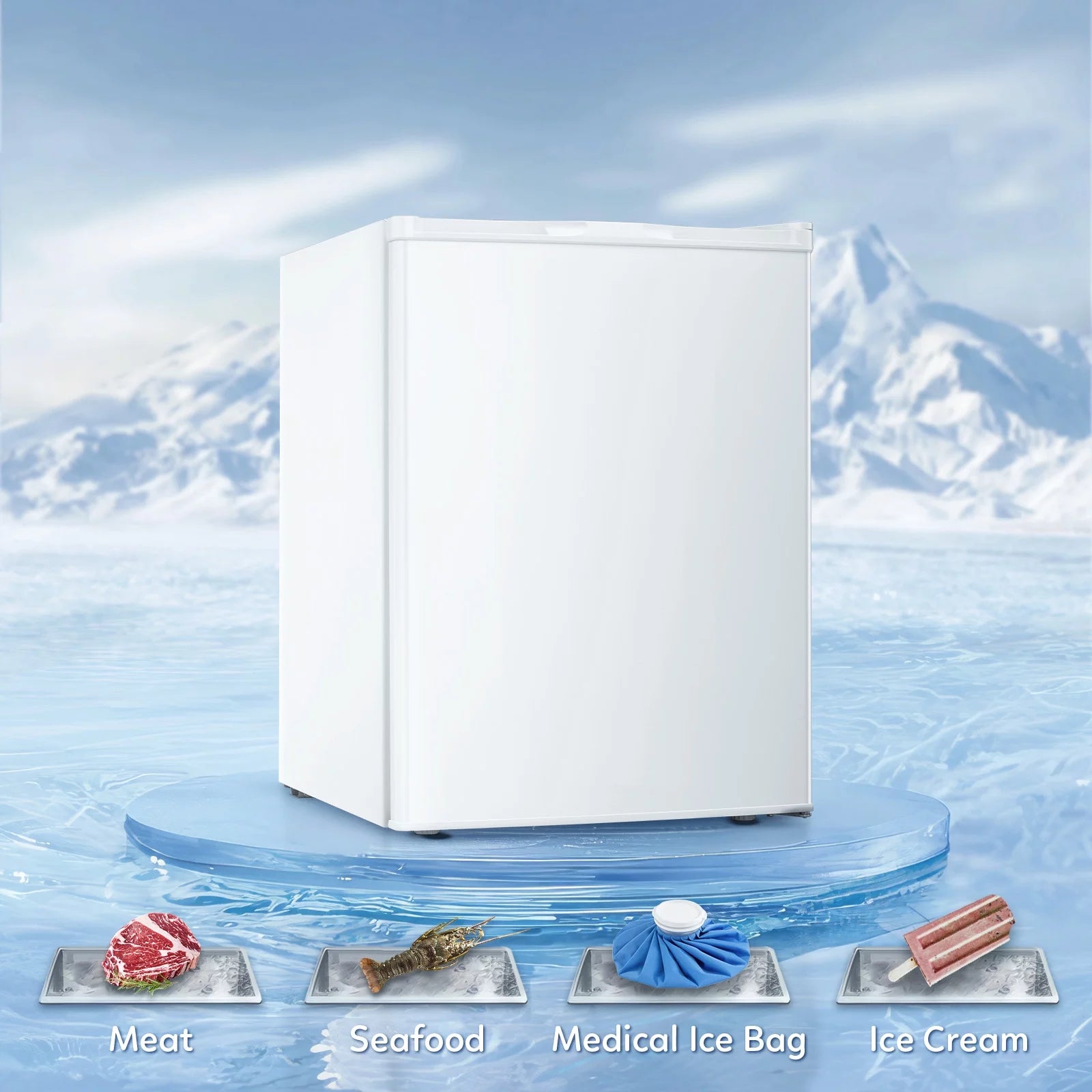 Auseo Mini Freezer Countertop, Energy Saving 3.0 Cu.ft, Single Door Compact Upright Freezer with Reversible Door for Home/Office/Kitchen-Black