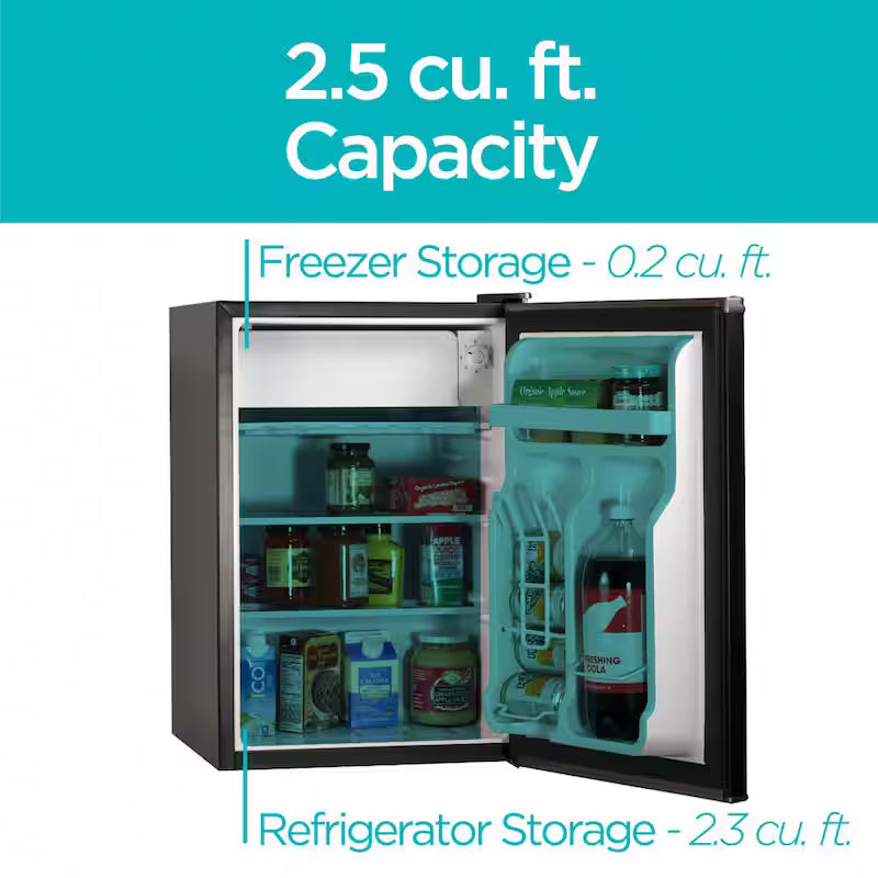 2.5 cu. ft. Mini Fridge in Black With Freezer