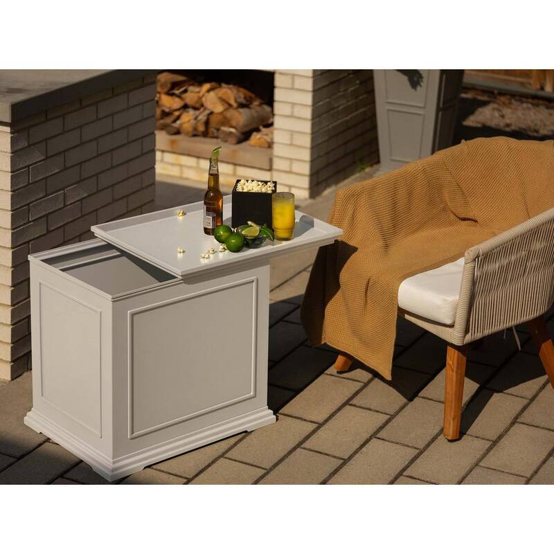 Rectangular White Plastic 22 in. Height Outdoor Tray Side table