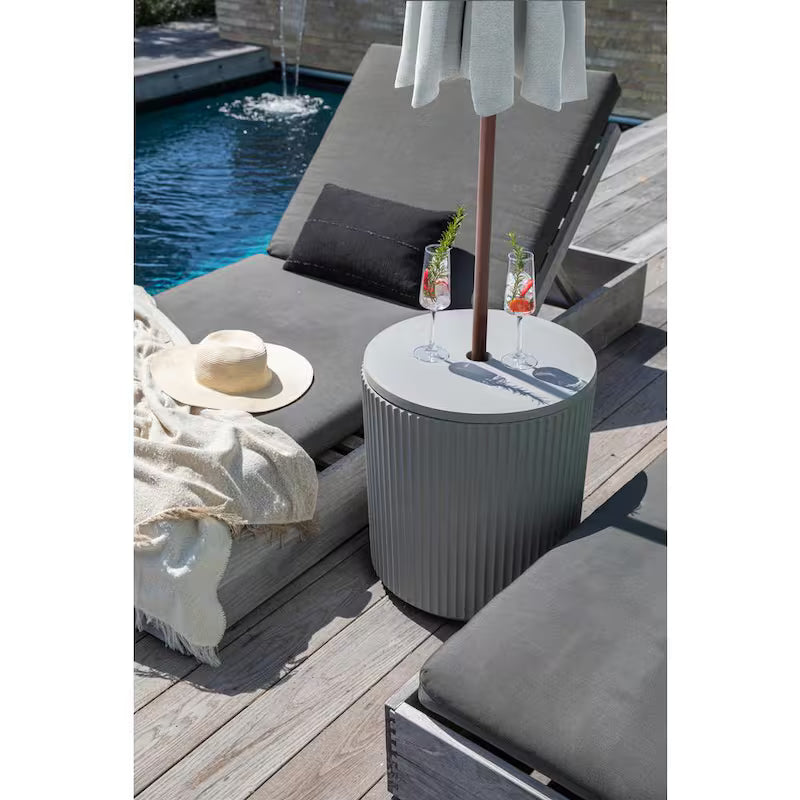 Round Gray Plastic 21'' Height Outdoor Umbrella Side table
