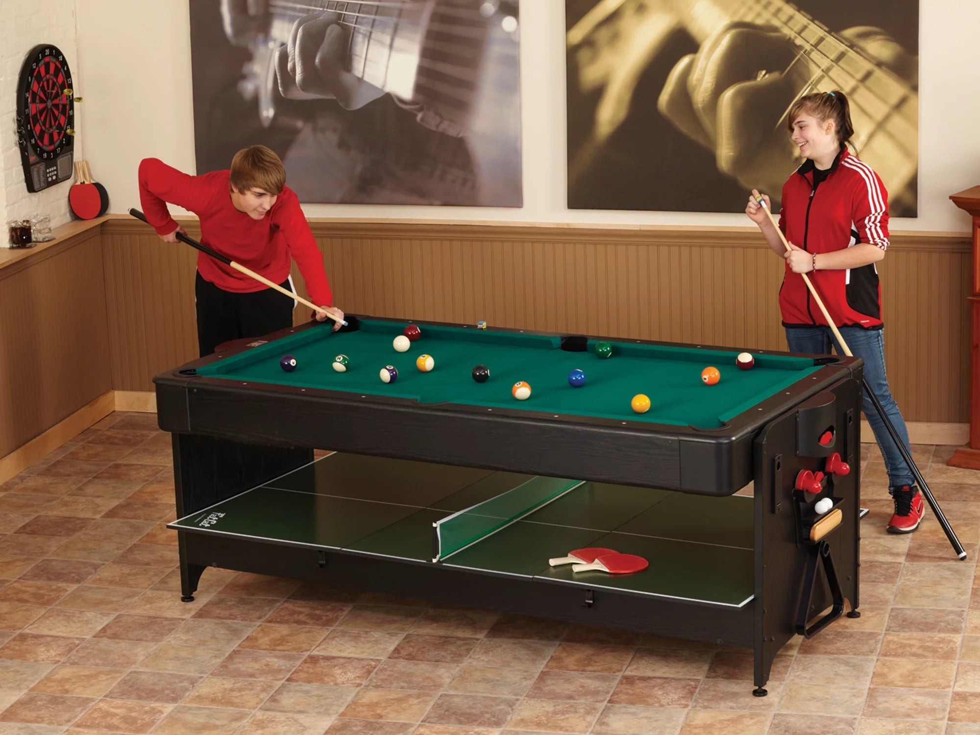 Fat Cat Pockey 7' 2-in-1 Billiards and Air Hockey Game Table