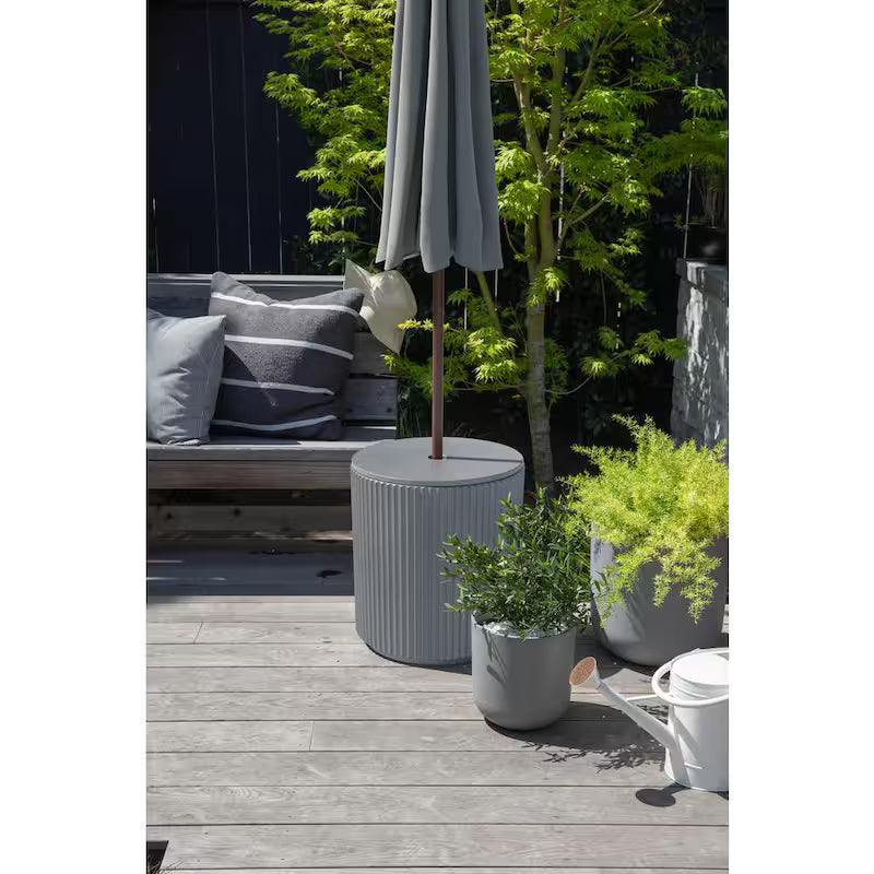 Round Gray Plastic 21'' Height Outdoor Umbrella Side table