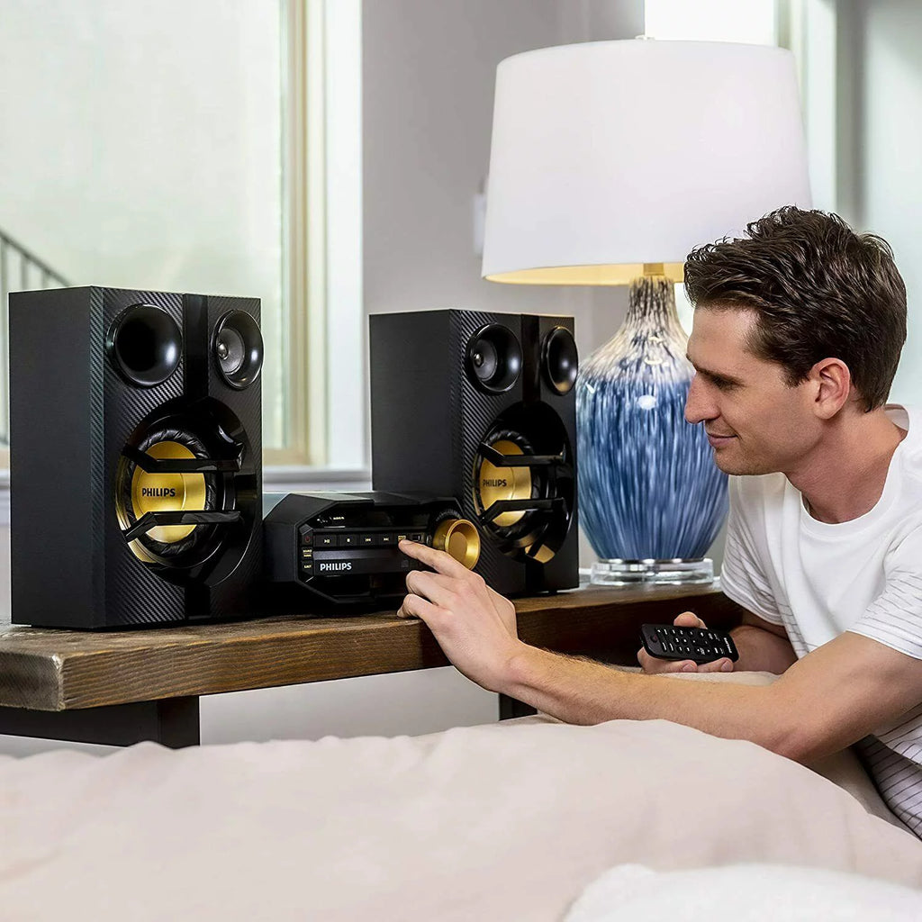 Philips Bluetooth USB Stereo System with CD Player, MP3 Player, Remote Control Wireless Boombox, FX10