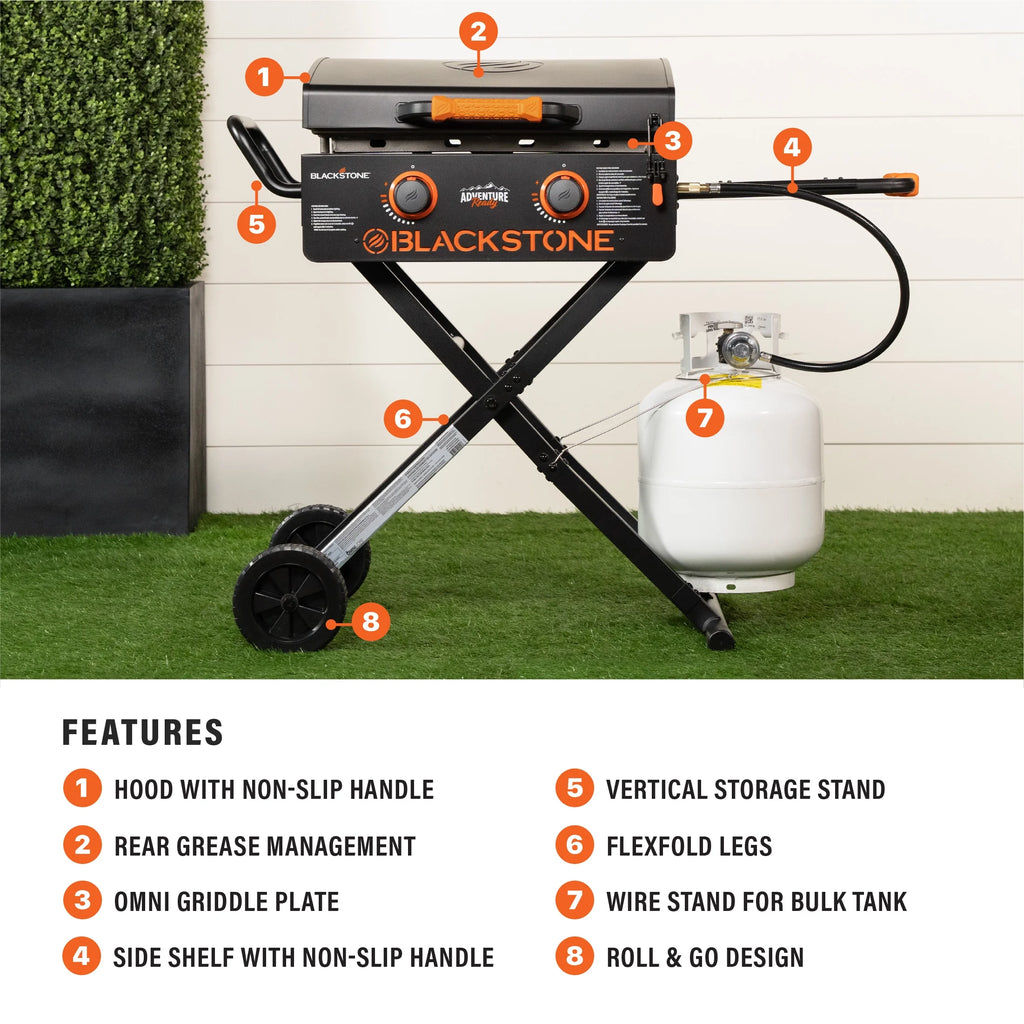 Blackstone Adventure Ready 2-Burner 22 Propane Omnivore Griddle with Flex-fold Legs