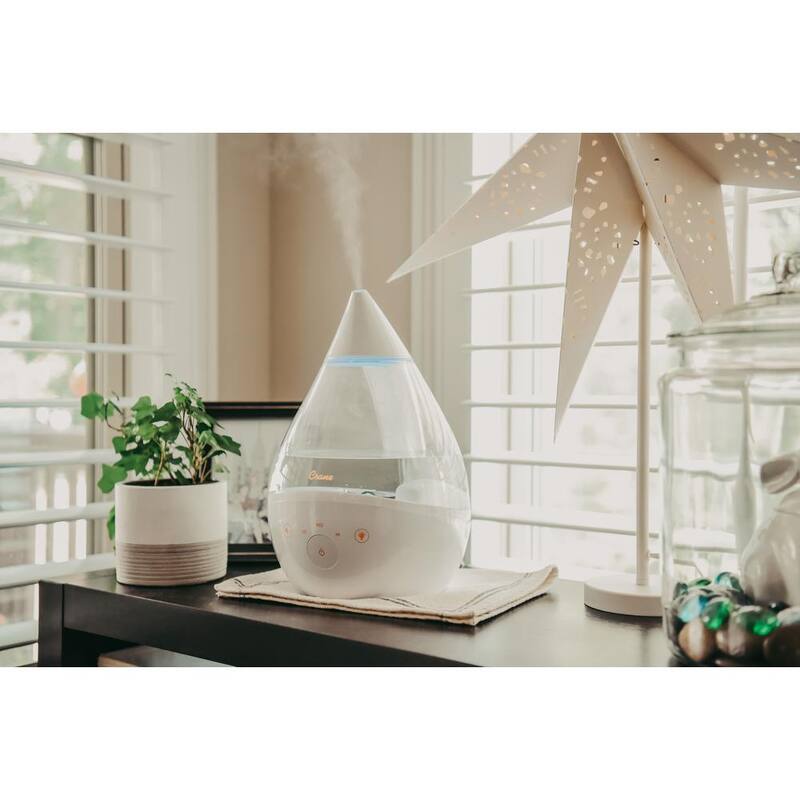 1 Gal. Top Fill Drop Cool Mist Humidifier with Sound Machine for Medium to Large Rooms up to 500 sq. ft. - Clear/White
