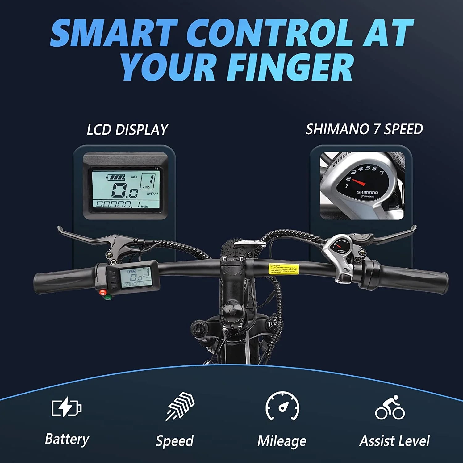 PEXMOR Electric Bike for Adult, 26" Fat Tire Adult Ebike Electric Bicycle 500W 48V 13AH Removable Battery, 20MPH Electric Mountain Bike Snow Beach E-Bike Suspension Fork Shimano 7 Speed