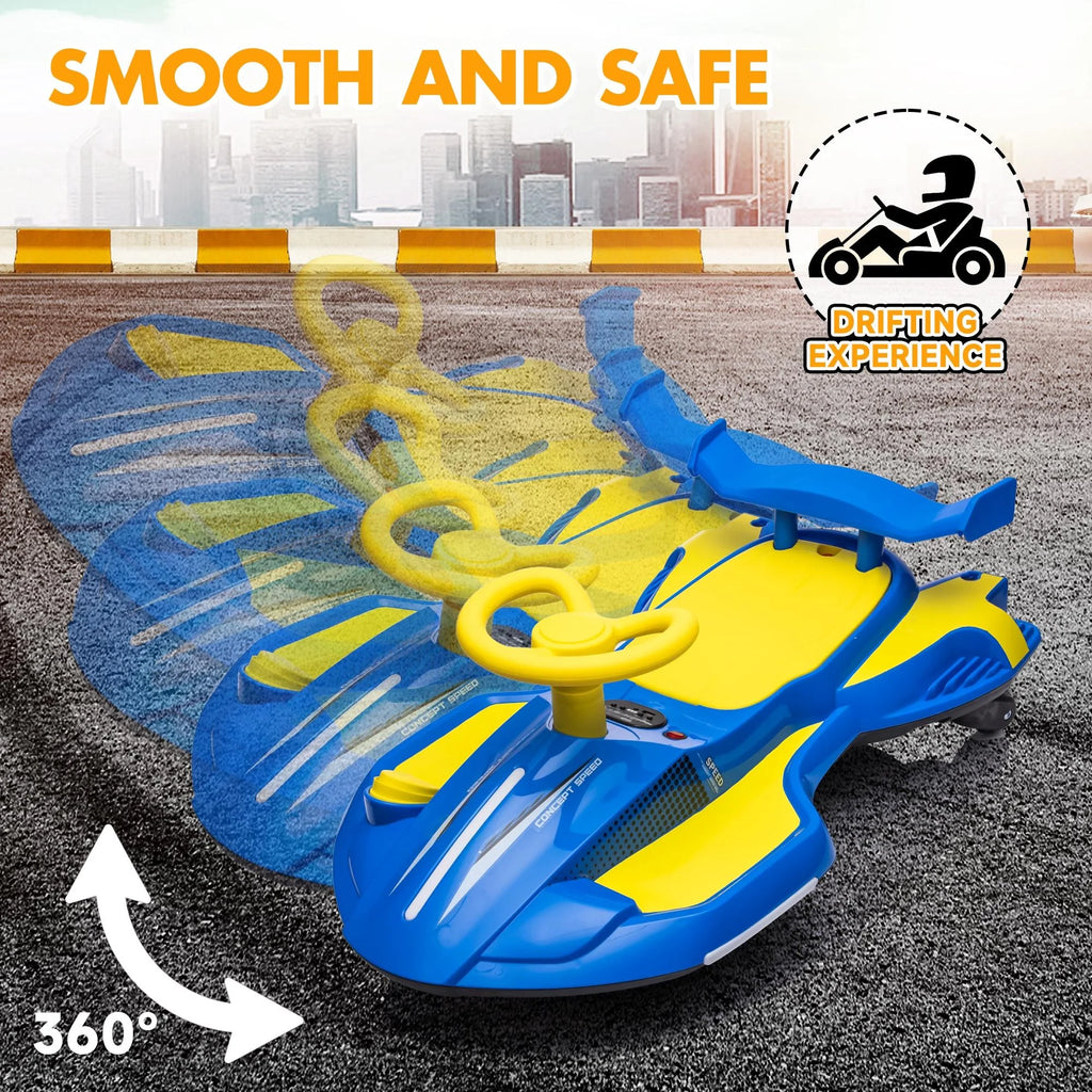COCLUB Ride on Drift Car, Electric Ride On Toy with Cool Lights, MP3, USB, 12V Electric Drifting Go Kart, 360 Degrees Rotating, Kids' Electric Vehicles for Ages 3+, Blue