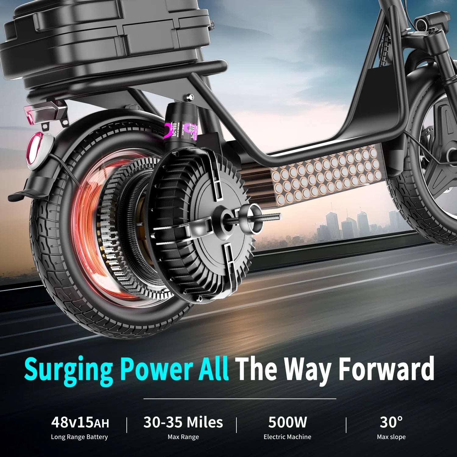 ASKGO K11 Electric Scooter Adults, 500W(650W Peak) Motor, 25mph Speed 30Miles Long Range Electric Scooter with Seat, Dual Disc Brakes, 48V 15AH E Scooter for Adults Commuter, Travel
