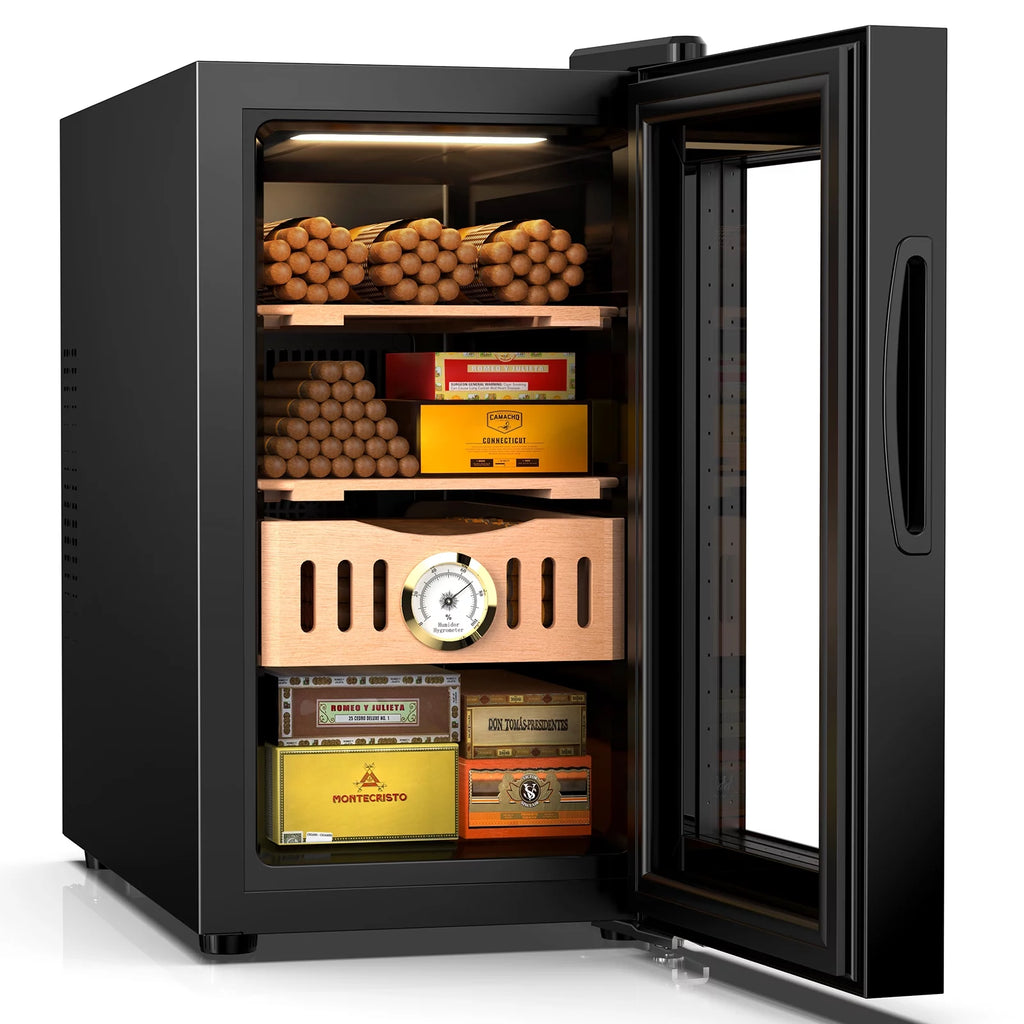 Rocita 16L Cigar Humidor, Electric Cigar Humidor Cabinet for 100 Counts with Digital Hygrometer, Spanish Cedar Lined Cigar Box, Great Gift for Father Friends Men