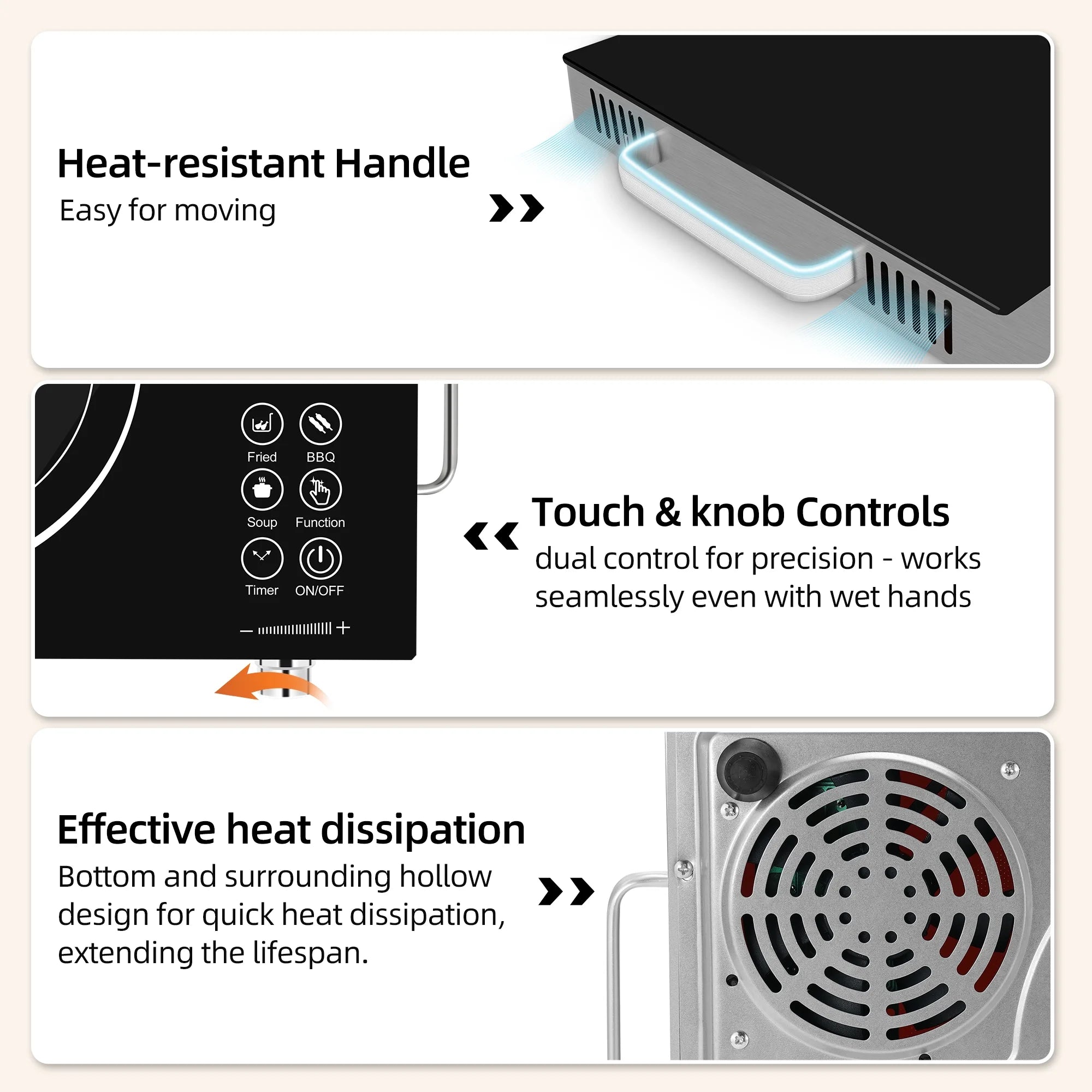 Electric Infrared Induction Cooktop Stove,Power range from 100W to 3500W,Compatible with All Cookware,Heat-Up In 5S with Cooking Timer,LED Screen,One-piece Panel for Easy Cleaning