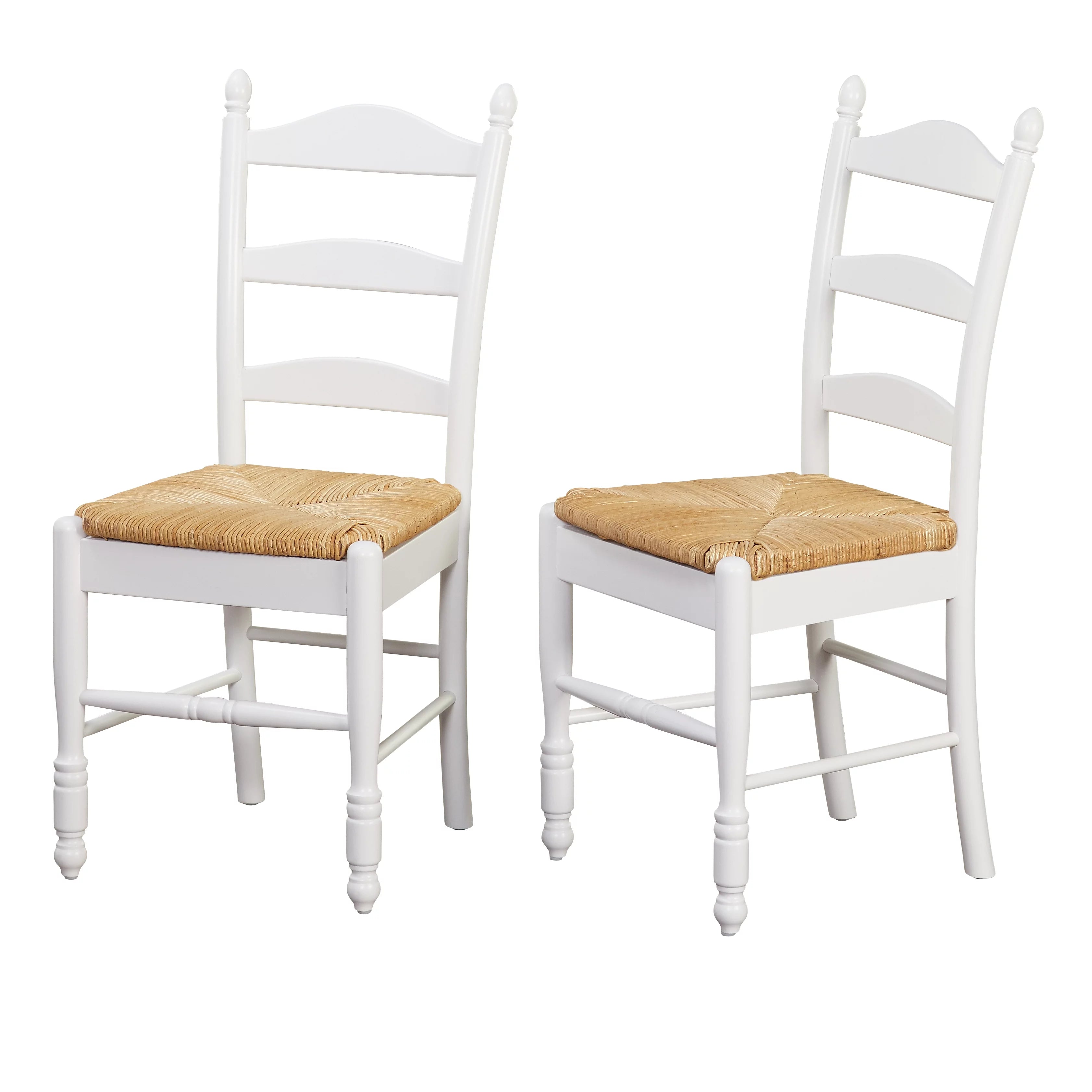 Ladder Back Rush Seat Chairs - Set of 2, Multiple Colors