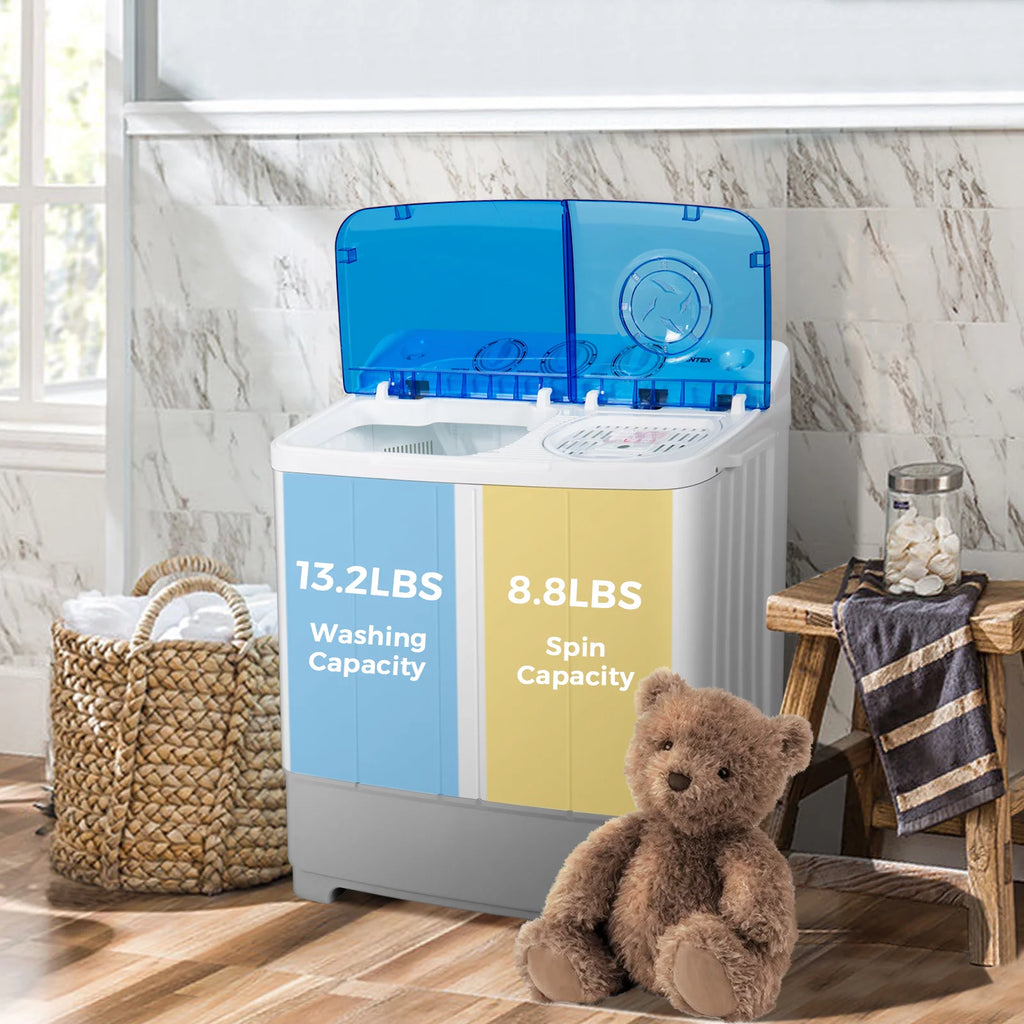 Giantex Portable Twin Tub Mini Washing Machine Washer 13.2lb&Spinner 8.8lb Blue