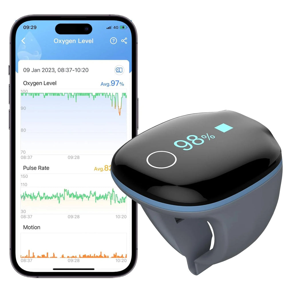Wellue O2Ring Wearable Pulse Oximeter, Finger Oxygen Monitor for Heart Rate and Sleep Health Tracking, Oximeter with Free APP and PC Report, O2Ring