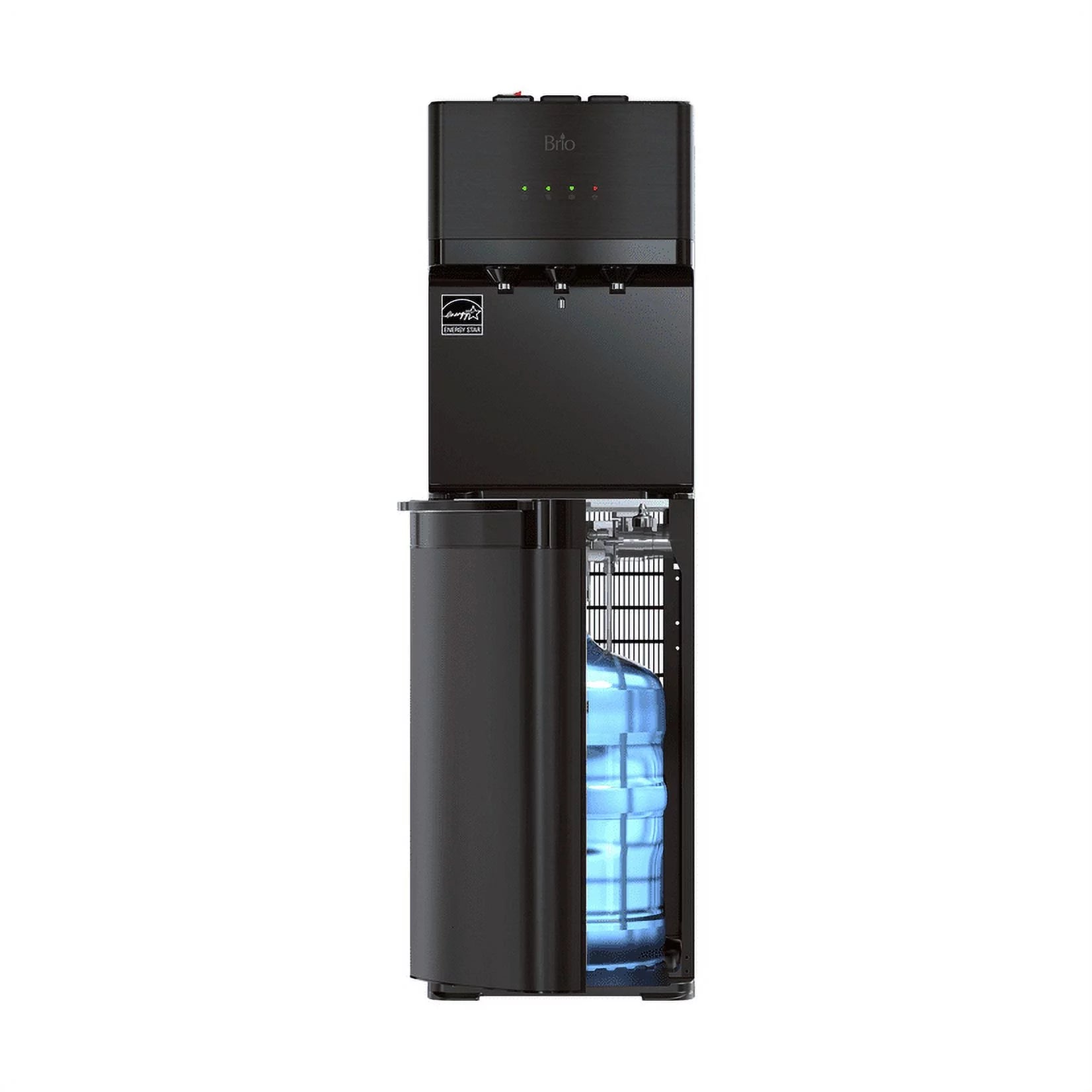 Brio 500 Series Self Cleaning Bottom Loading 3-5 Gallon Capacity Tri-Temperature Water Cooler Dispenser with Hot Water Up To 198 Degrees, Cold Water Down To 39 Degrees and Room Temperature Water