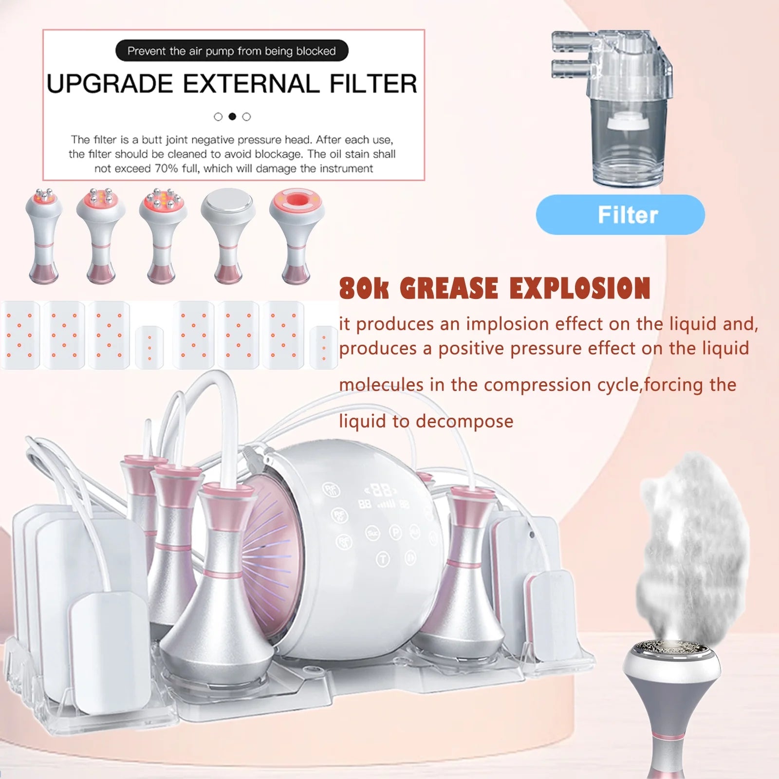 6 in 1 80K Slimming Cavitation Machine Facial Care Beauty Machine Slimming Shaping Messager Machine