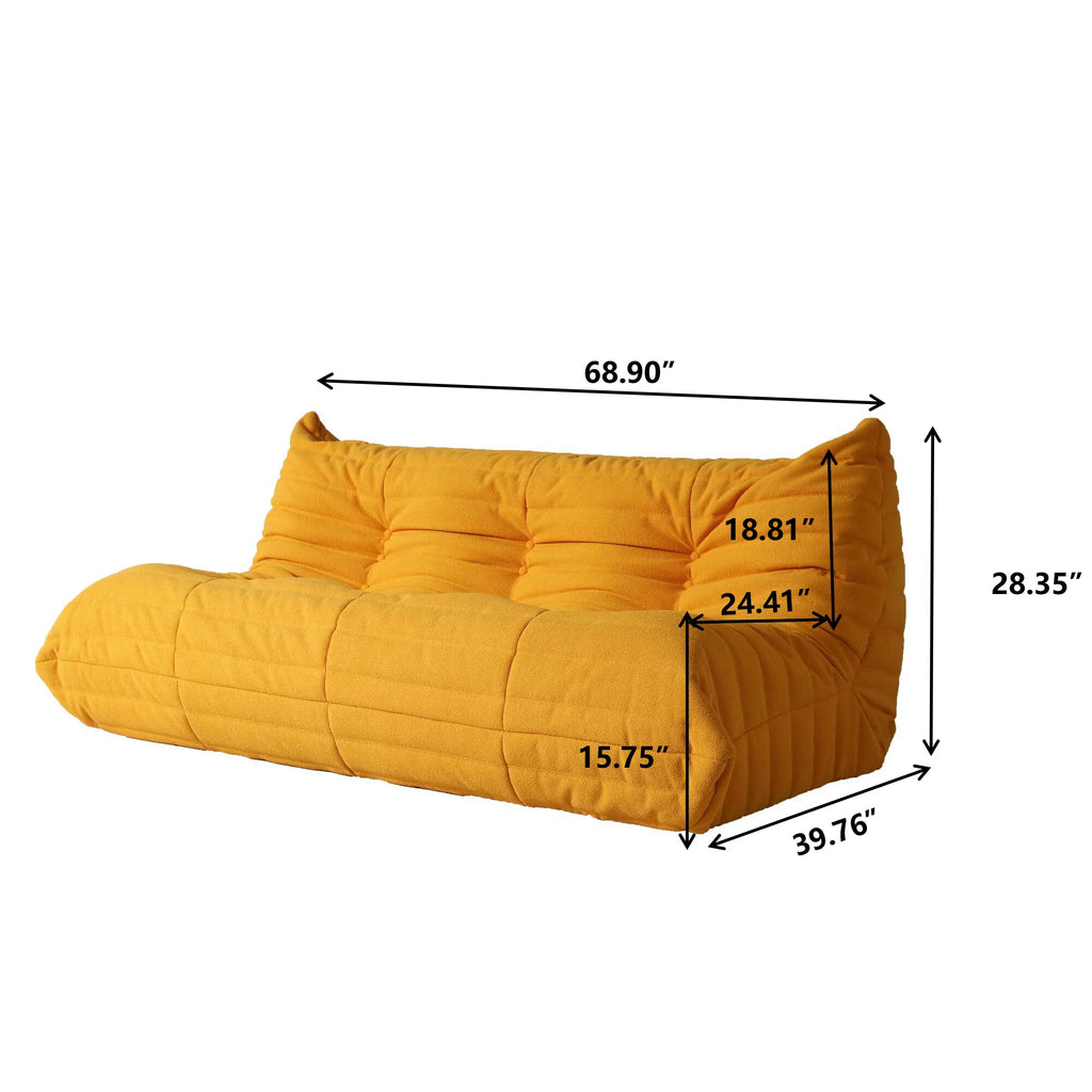 Magic Home Modern Sectional Sofa Togo Sofa Lazy Sofa Floor Sofa Foam Sofa Couch for Bedroom,Living Room,Apartment and Small Space,Three Seat Sofa,Beige