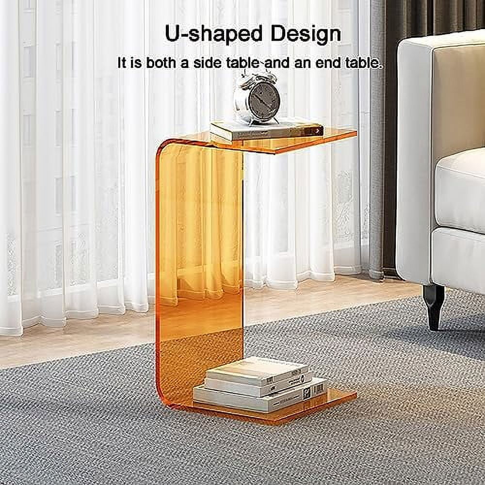GEROBOOM C Shaped End Table Acrylic Sofa   Modern Design Clear Home Decor Display End Table for Living Room (Color   Brown  Size   30x30x55cm)
