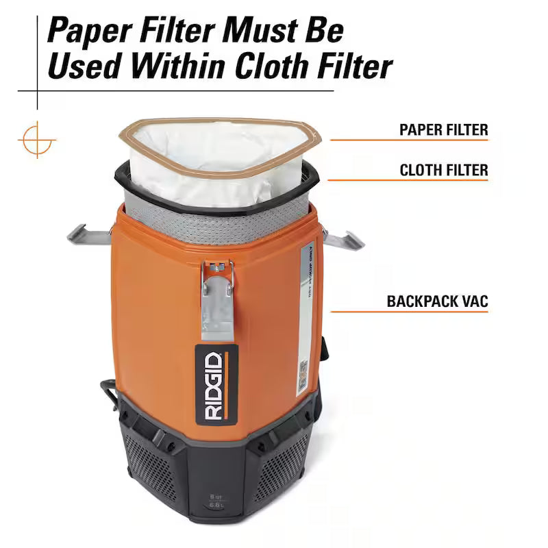 6 Qt. NXT Backpack Vacuum Cleaner with Filters and Locking Accessories for Dry Applications