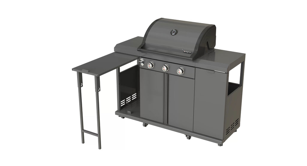 Rustler2 Three(3) Burner Propane Gas Grill Center & Kitchen Island by Brand-Man Grills